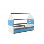 Detská posteľ domček DOMI 1 sivá - modrá 160x80cm